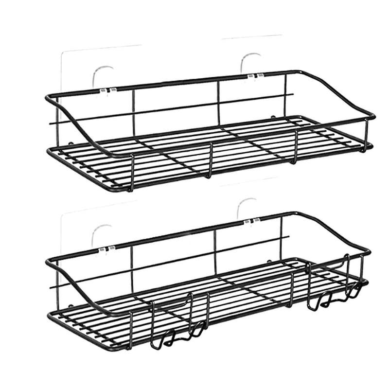 1set Iron Bathroom Storage Shelf Punch-free Wall Hanging with Hook