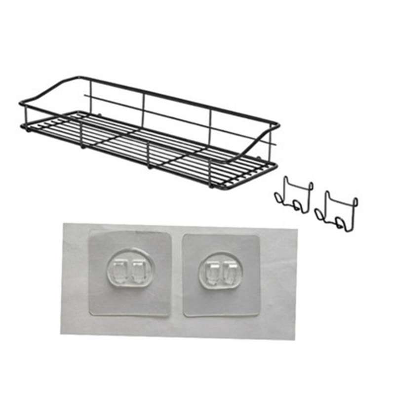 1set Iron Bathroom Storage Shelf Punch-free Wall Hanging with Hook