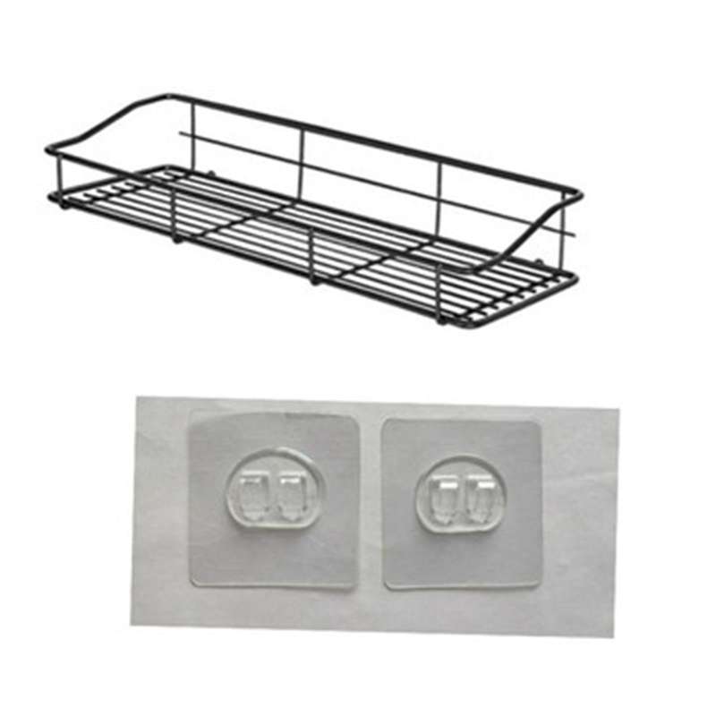 1set Iron Bathroom Storage Shelf Punch-free Wall Hanging with Hook