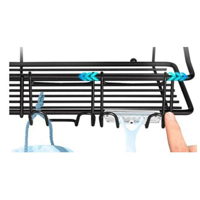 1set Iron Bathroom Storage Shelf Punch-free Wall Hanging with Hook