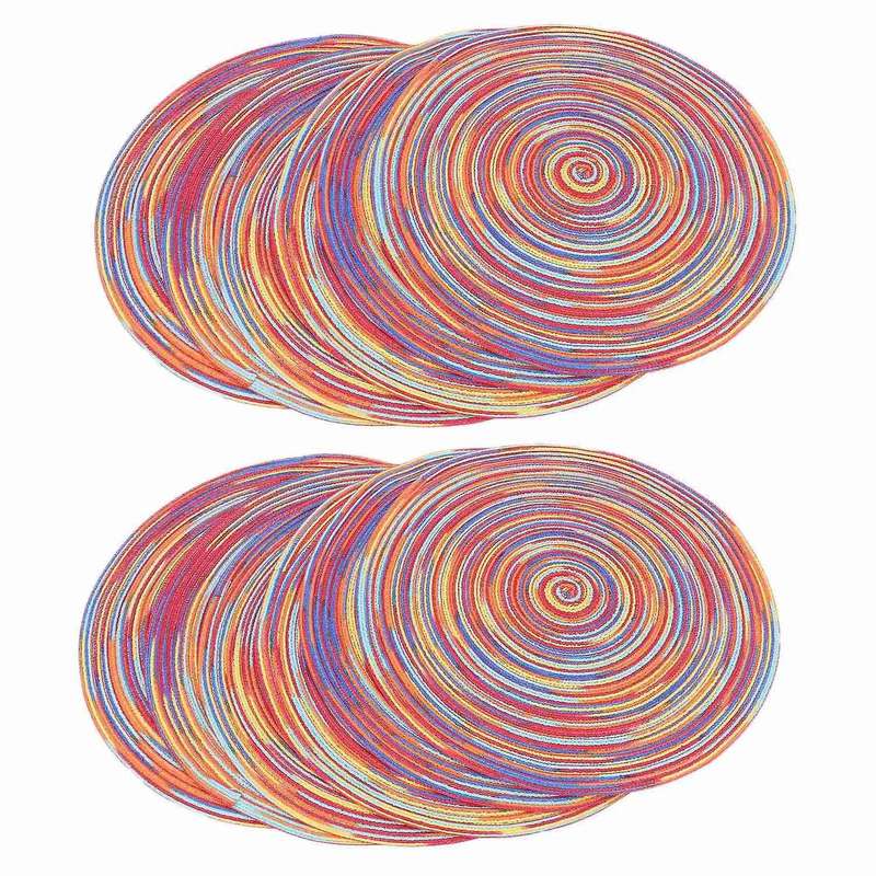 Braided Colorful Round Mats for Kitchen Dining Table Runner Set Of 12