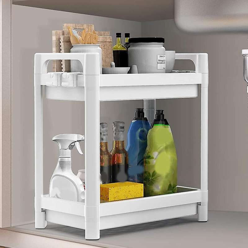 Under Sink Organizer, Standing Rack, Bath Collection Baskets Black