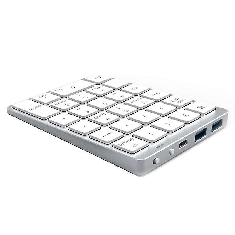 N970 Wireless Bluetooth Numeric Keypad with Usb Hub Dual Modes Silver