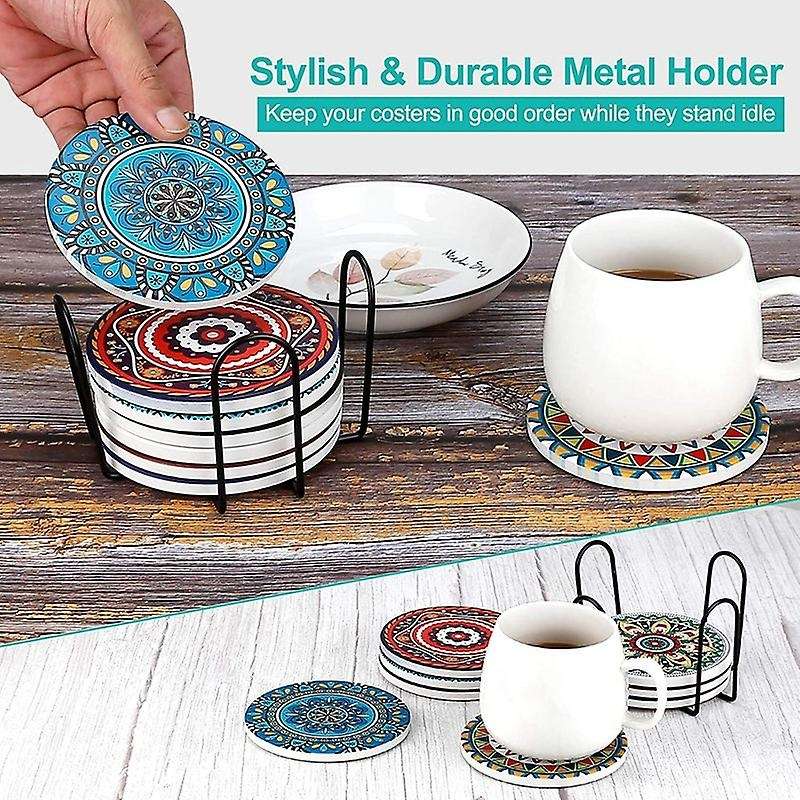 Ceramic Coasters with Cork Base, - Great Home and Dining Room Decor