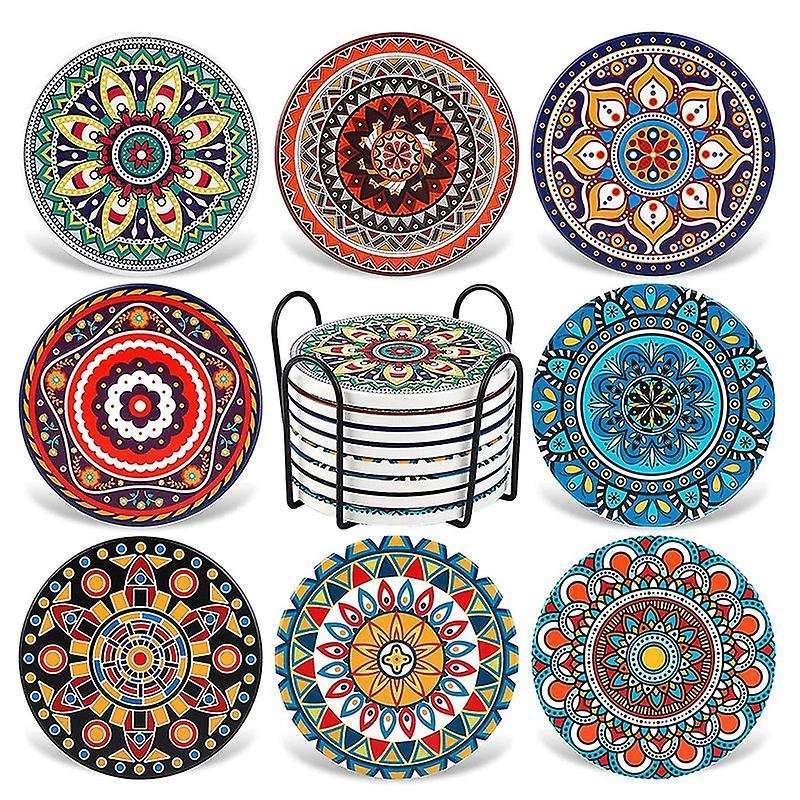 Ceramic Coasters with Cork Base, - Great Home and Dining Room Decor