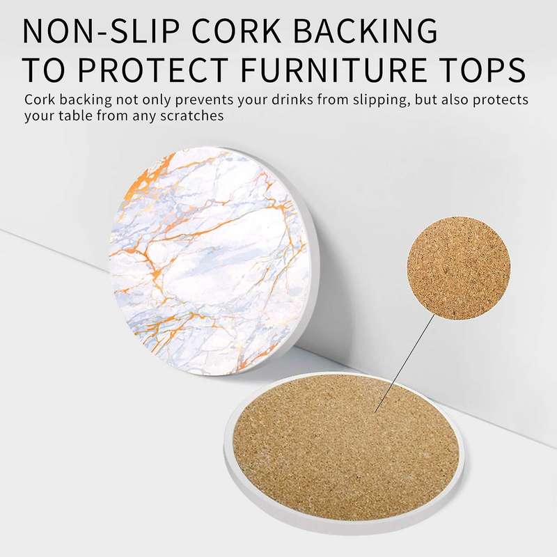For Drinks 8 Pack - Ceramic Coasters with Holder Set for Wooden Table