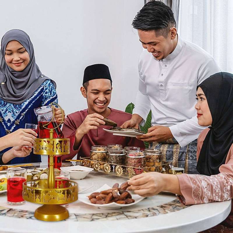Ramadan Tray Eid Mubarak Plate Muslim Metal Tray Party C