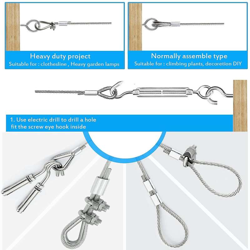 30m Garden Wire for Climbing Plants,wire Fence Wire Rope Clips