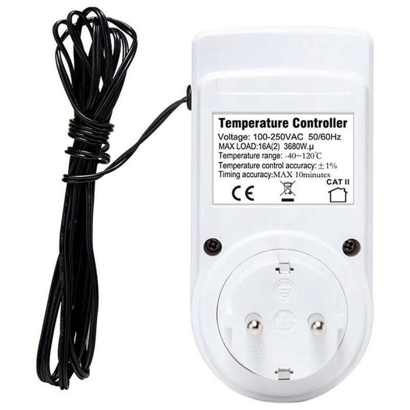2x Temperature Controller Socket with Timer Switch 16a Mode Eu Plug