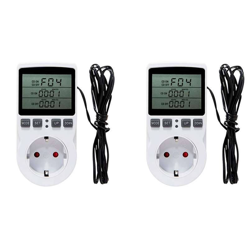 2x Temperature Controller Socket with Timer Switch 16a Mode Eu Plug
