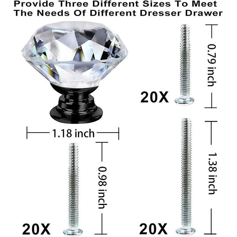 Dresser Drawer Cabinet Knobs 30mm Diamond Shaped Crystal Knobs Pulls