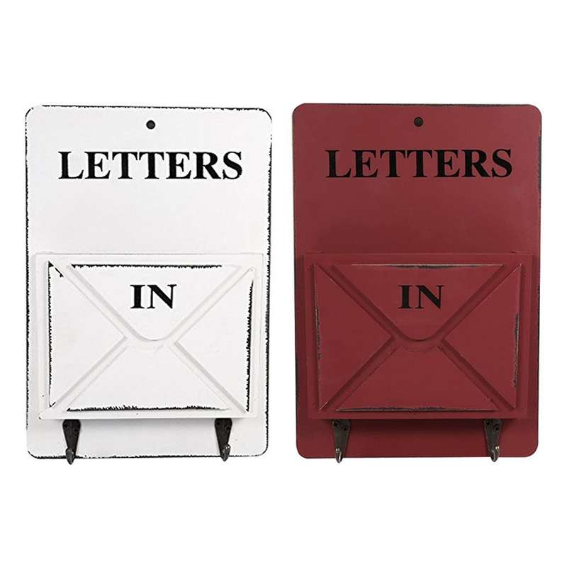 Wooden Mail Box Letter Rack Wall Mounted Sorter Storage Box (white)