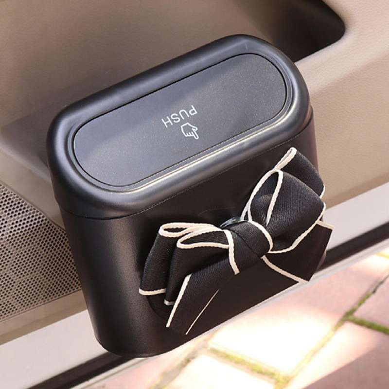 Car Trash Can Bow Decoration Garbage Door Side Storage Box C