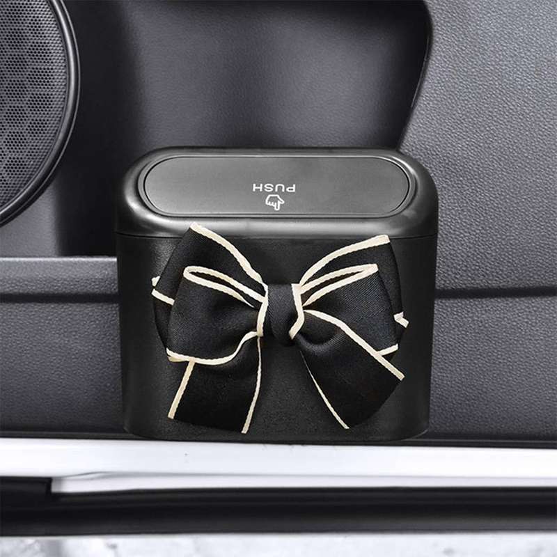 Car Trash Can Bow Decoration Garbage Door Side Storage Box C