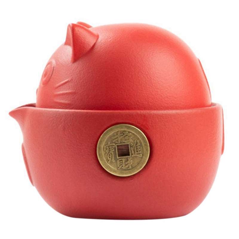 Cut Cat Series Travel Portable Ceramic Tea Set with Tea Pot Tea 3