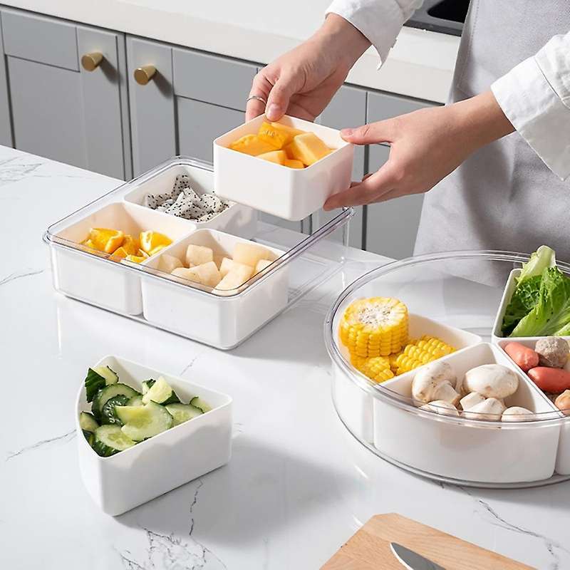 Sub Format Fridge Organizer for Kitchen White Plastic Storage Jars L