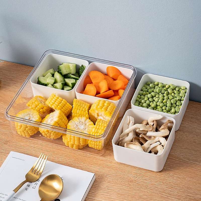 Sub Format Fridge Organizer for Kitchen White Plastic Storage Jars L