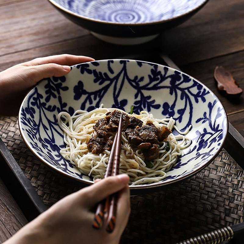 Underglaze Ceramic Bowl Home Large Noodle Bowl Soup Bowl Vine-style