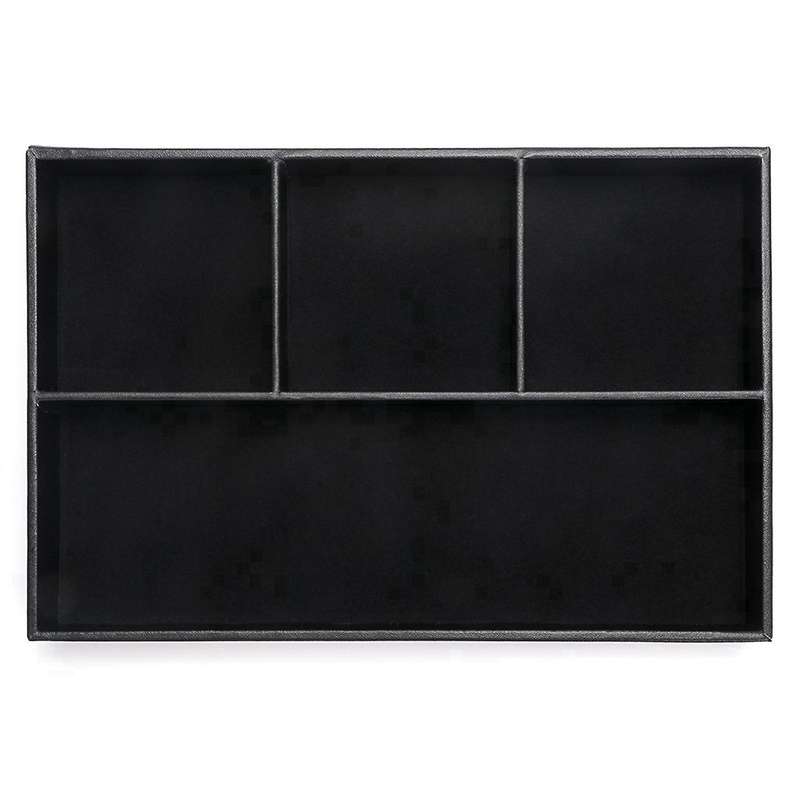 4 Slots Desk Drawer Organizer, Pu Leather Drawer Storage (black)