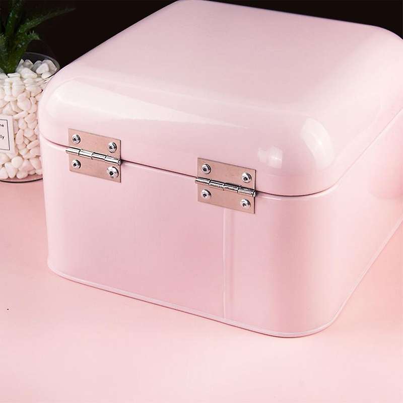 Countertop Metal Bread Box Bread Bin Storage Container(pink)