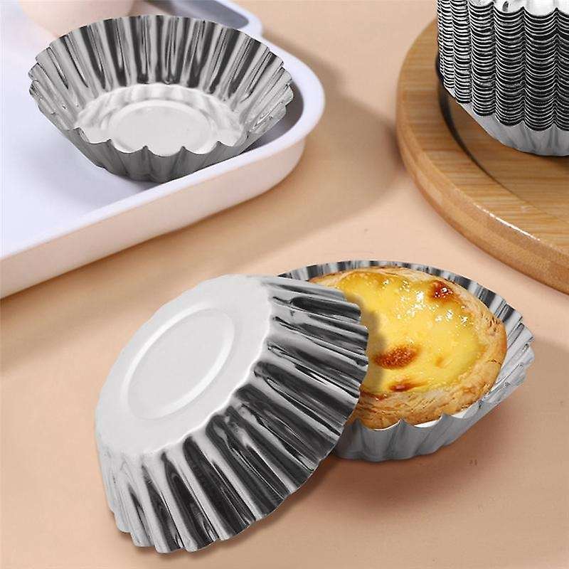 90 Pieces/lot Lovely Egg Tart Diy Baking Moulder (color: Silver)