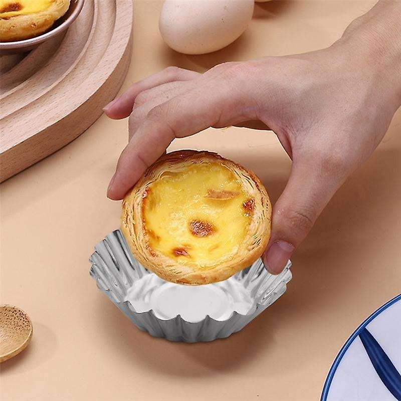 90 Pieces/lot Lovely Egg Tart Diy Baking Moulder (color: Silver)