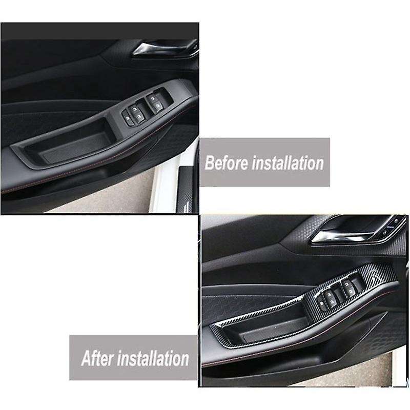 4pcs Car Carbon Fiber Stainless Steel Window Lift Switch