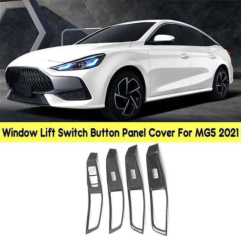 4pcs Car Carbon Fiber Stainless Steel Window Lift Switch