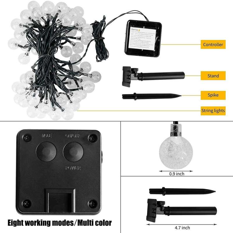 Solar String Lights with 8 Lighting Modes for Garden Wedding Decor B