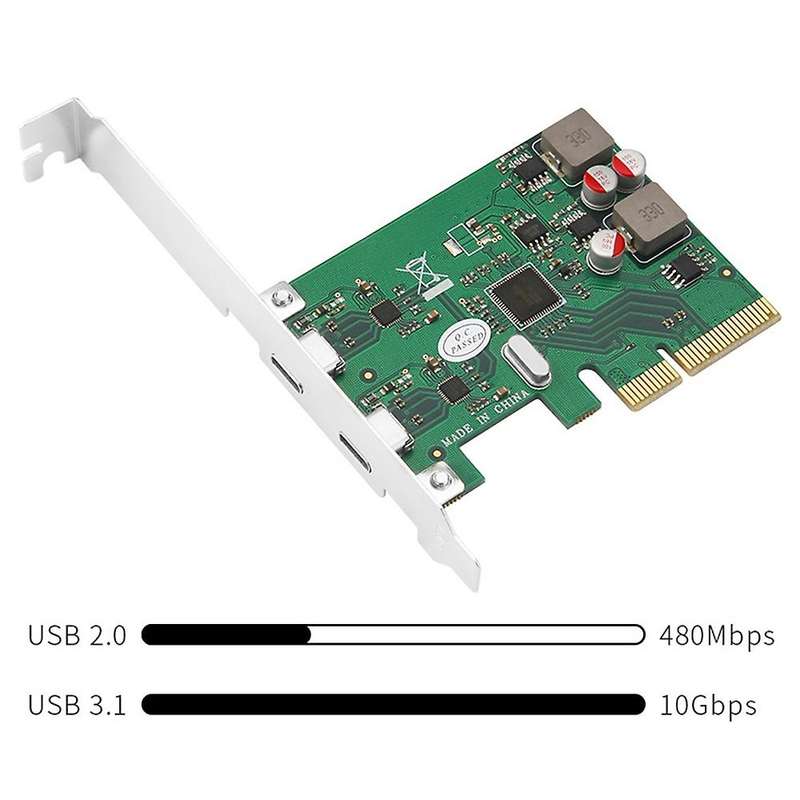 Pcie to Type-c Expansion Card 2 Port Type C for Desktop Computer