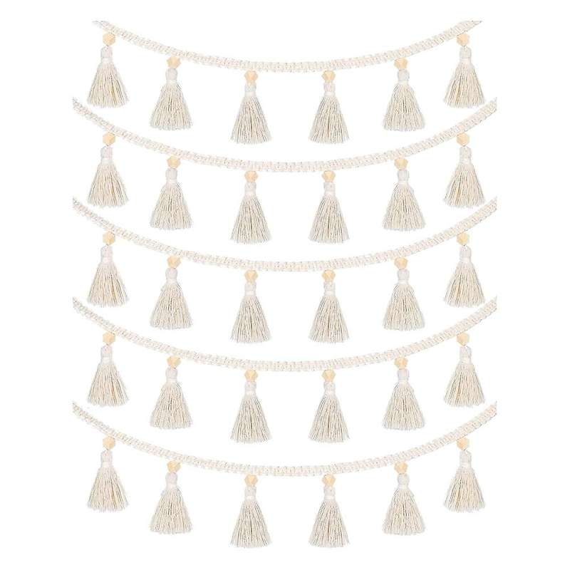 5 Pcs Macrame Woven Tassel Garland Hanging Tassel Fringe Garland