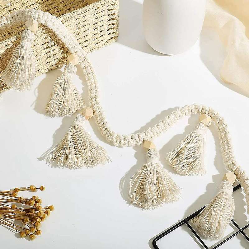 5 Pcs Macrame Woven Tassel Garland Hanging Tassel Fringe Garland