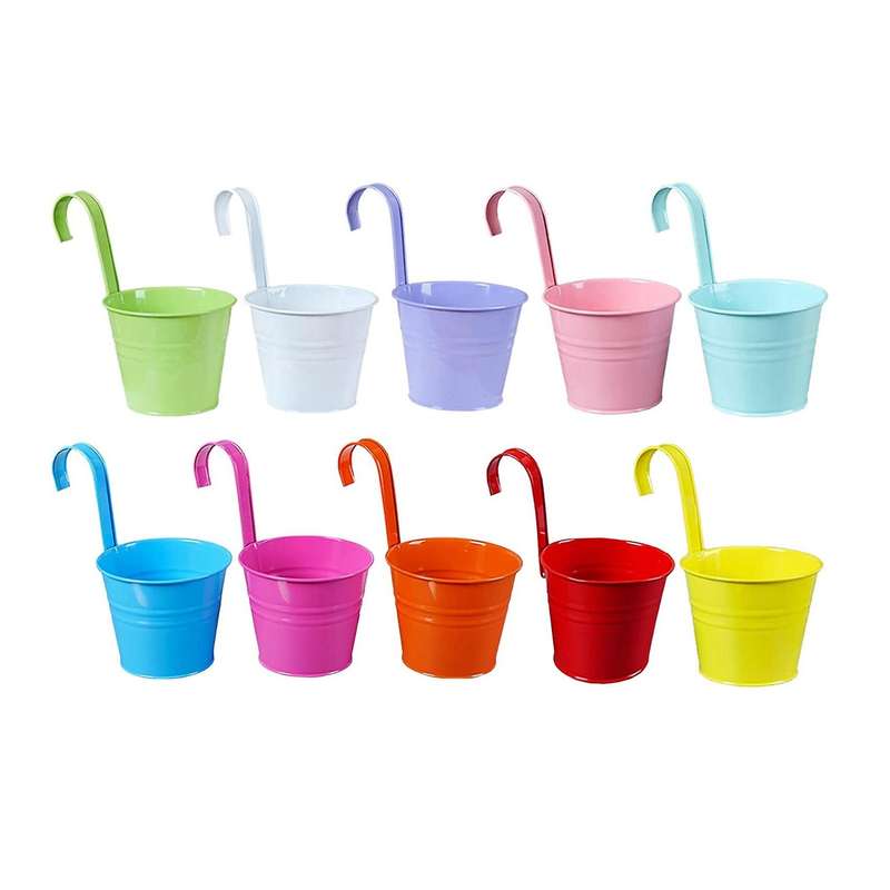 10pcs Hanging Planters Hanging Flower Pots Metal Bucket Hanging