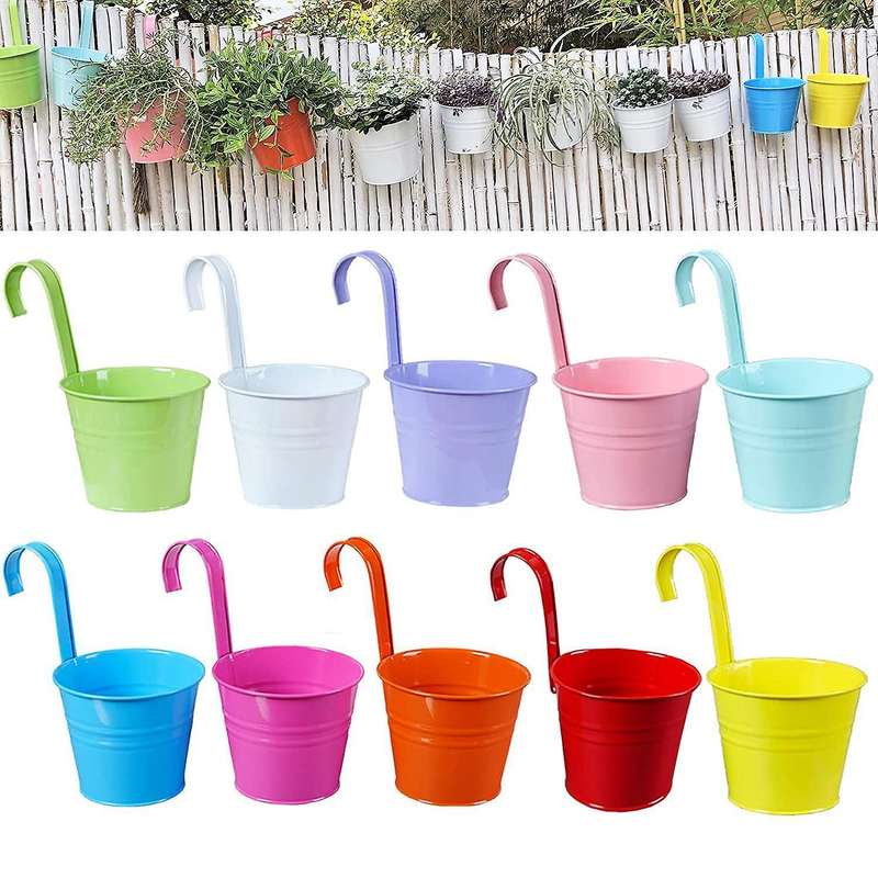 10pcs Hanging Planters Hanging Flower Pots Metal Bucket Hanging