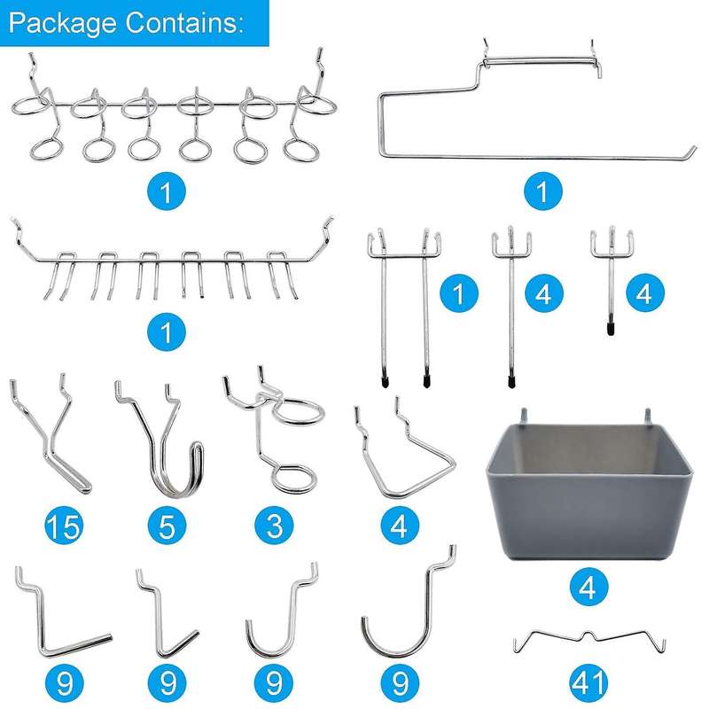120pcs16 Different Types Of Pegboard Hooks Plastic Bins, for Garage
