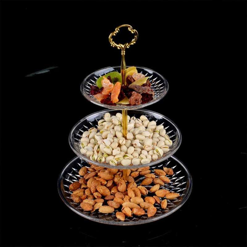4 Set Of 3 Tier Cake Plate Stand Handle Hardware, 2 Styles , Gold