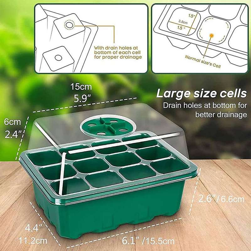 10pcs Moisture Seedling Box Seedling 12 Cell Hole Dish Succulent