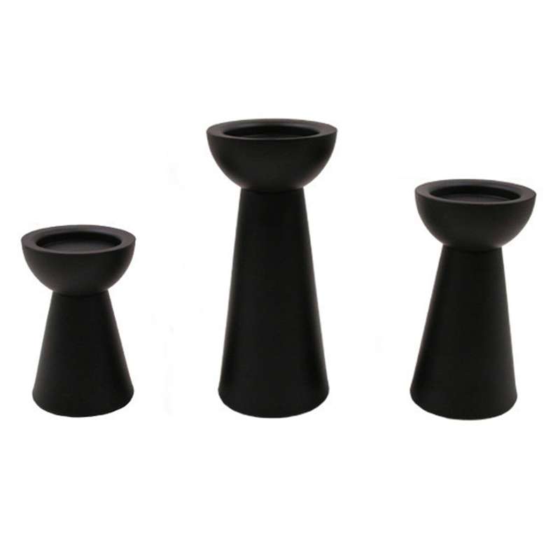 Black Candle Holders Set Of 3 Candle Holders for Pillar Candles