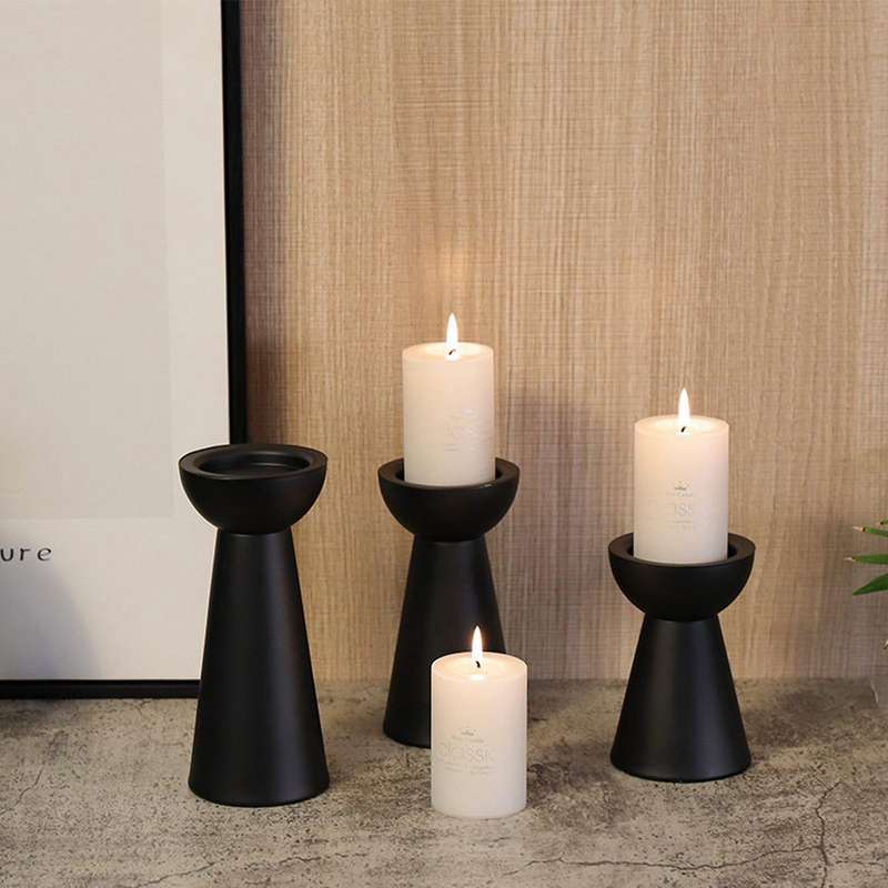Black Candle Holders Set Of 3 Candle Holders for Pillar Candles
