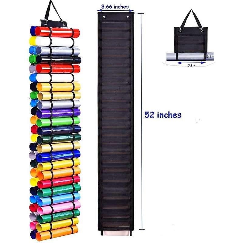 Vinyl Holder 48 Compartments Vinyl Roll Storage Organizer Mount Black