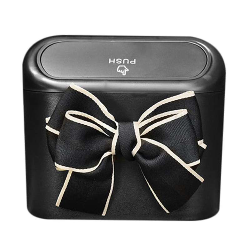 Car Trash Can Bow Decoration Garbage Door Side Storage Box B