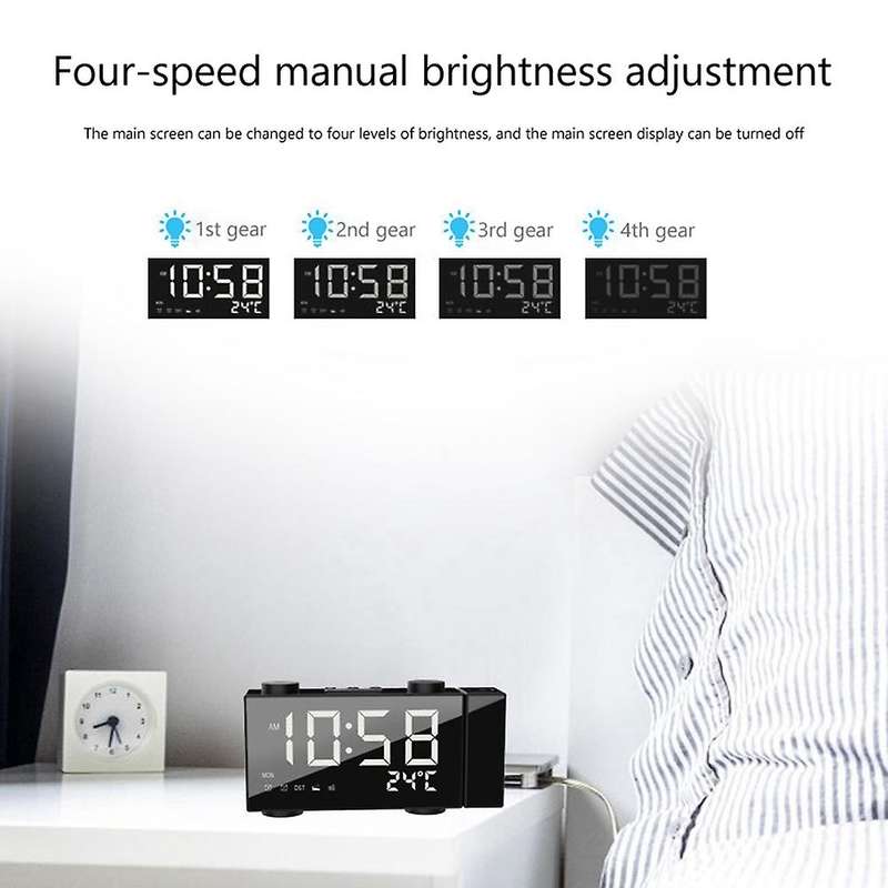 Projection Alarm Clock for Bedrooms,radio Alarm Clock with Projection