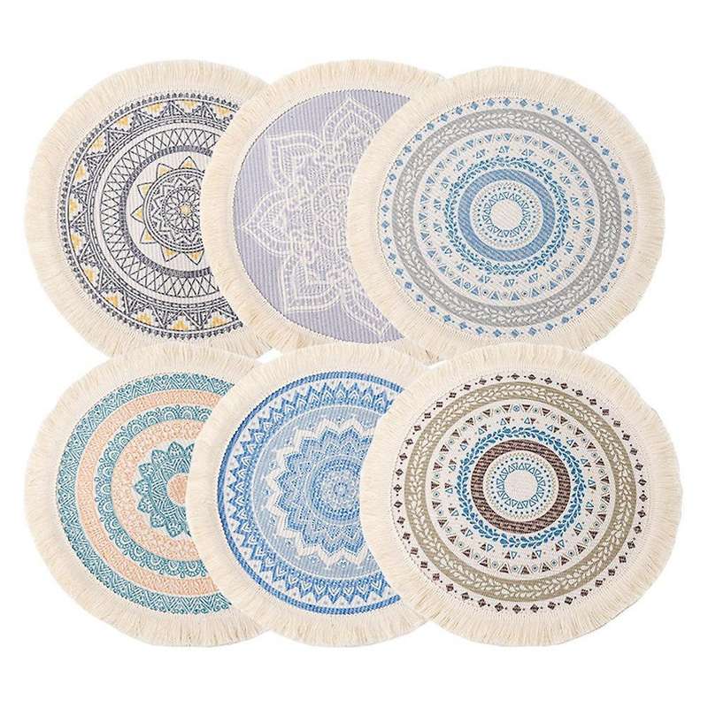 Nordic Boho Placemats Mandala Woven Cotton Macrame Heat Resistant
