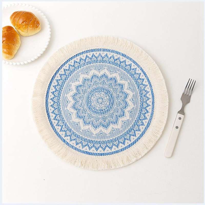 Nordic Boho Placemats Mandala Woven Cotton Macrame Heat Resistant