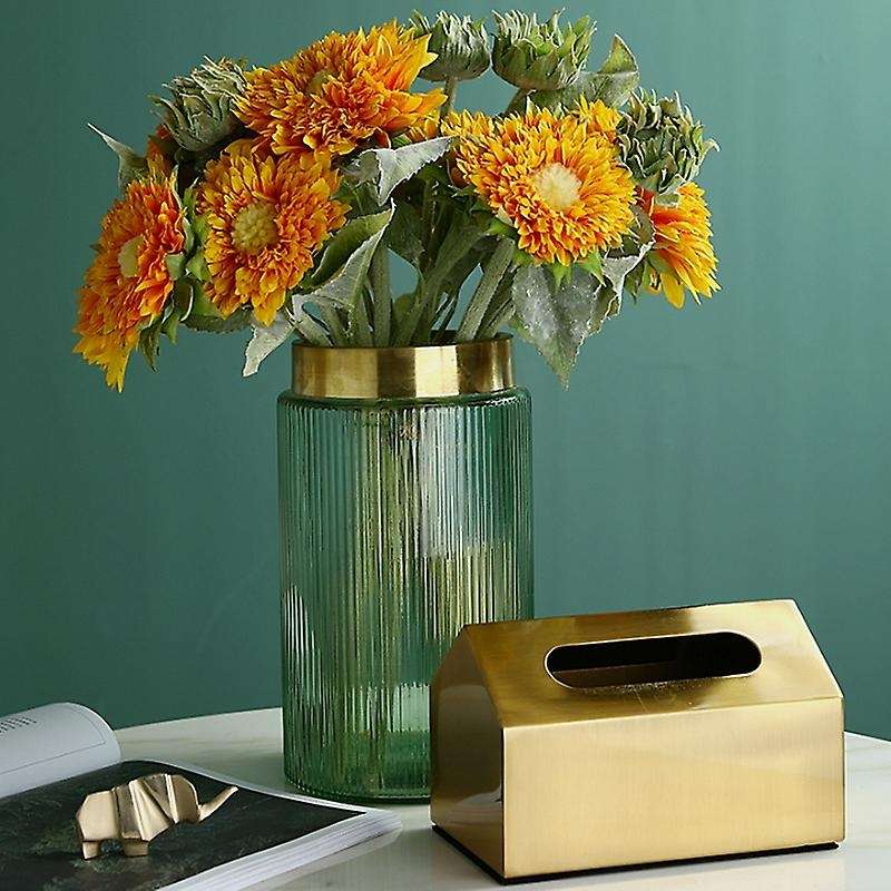 1pc Metal Tissue Box Square Golden Rectangle Storage Home Decor D