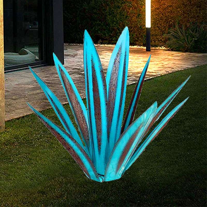13.7inch Diy Metal Agave Plants,garden Lawn Ornaments-light Blue