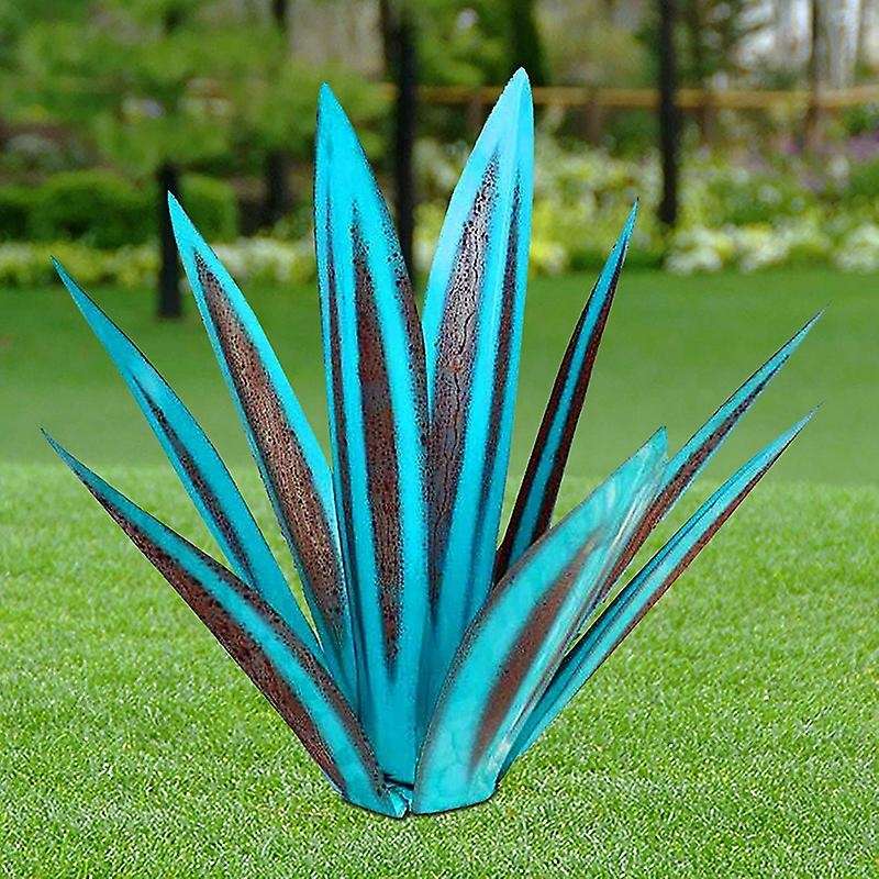 13.7inch Diy Metal Agave Plants,garden Lawn Ornaments-light Blue