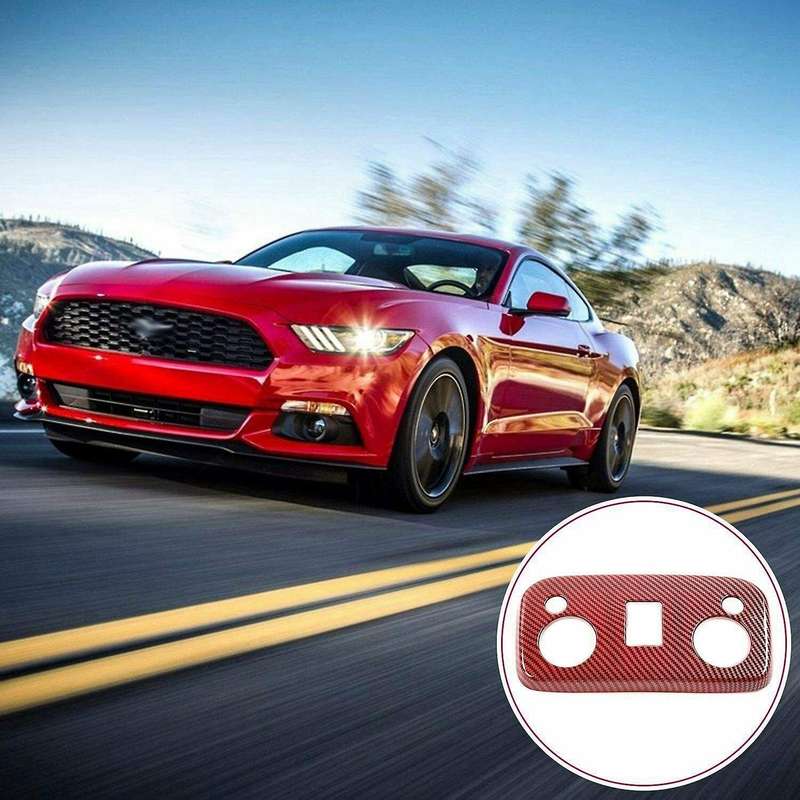 Roof Reading Light Panel Trim Decor for Ford Mustang 09-19 Red Carbon