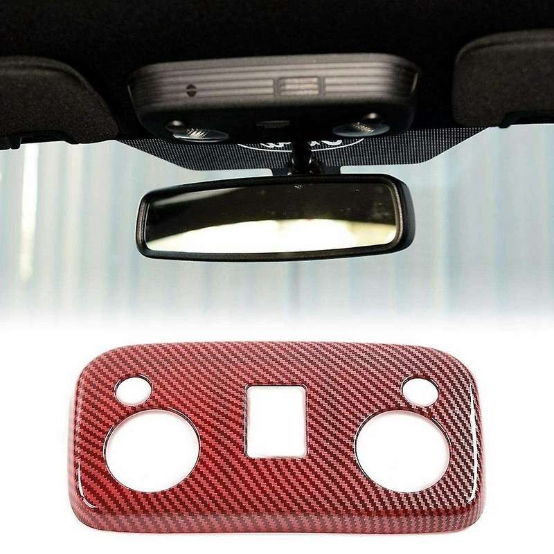 Roof Reading Light Panel Trim Decor for Ford Mustang 09-19 Red Carbon
