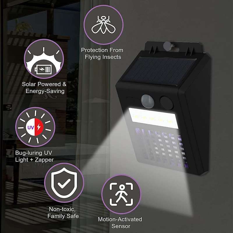 Solar Bug Zapper and Motion Sensor Electric Insect Fly Zapper